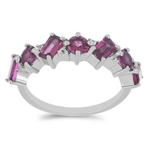 BUY 925 SILVER NATURAL RHODOLITE GEMSTONE CLUSTER RING